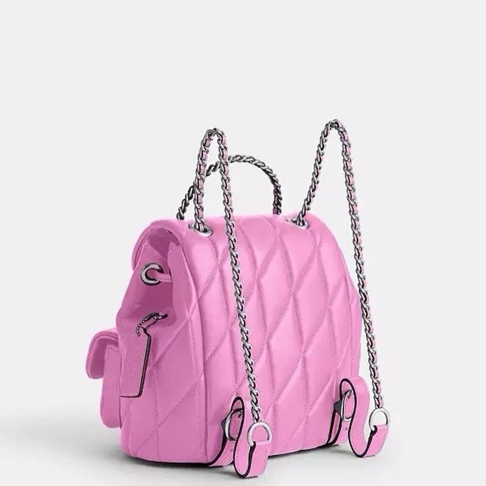 NWT Coach Tabby Backpack Pillow Quilting in Silver/Fuschia Nappa Leather CU076 - Picture 11 of 16